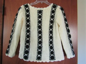 RARE! 50'S CUTE VINTAGE 100% WOOL HAND CROCHET SWEATER INSIDE LINING RUSS MEDIUM - Picture 1 of 12