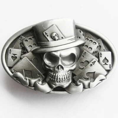 PIRATE OUTFITTERS Buckle Totenkopf, Skull, Poker, Gambler, Dice, Vintage Look, Gürtelschnalle