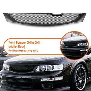 Matte Black Fiberglass Front Upper Grille Mesh Fit For Nissan Maxima 1995-1996 - Picture 1 of 14