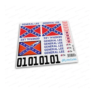 GENERAL LEE DUKE OF HAZZARD 1/16 Scale Decals Stickers Cut Kit RC Car Tamiya HPI - Picture 1 of 1