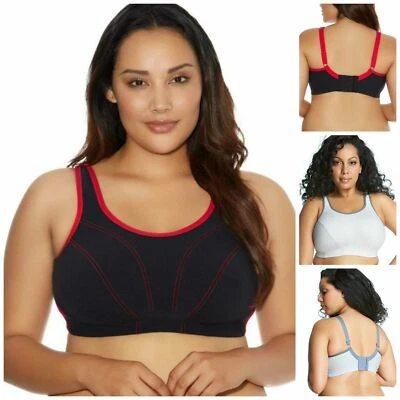 Sujetador deportivo Goddess 40D negro rojo malla copa suave ancho debajo de la banda estilo 6910 nuevo sin etiquetas Foto 1 de 2