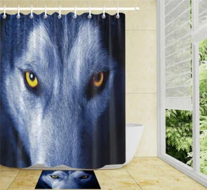 Wolf Eyes Waterproof Bathroom Polyester Shower Curtain Liner Water Resistant - Picture 1 of 8
