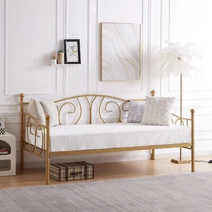Twin Size Daybed Frame Heavy Duty Metal Slats Platform with Headboard Sofa Bed - Picture 1 of 31