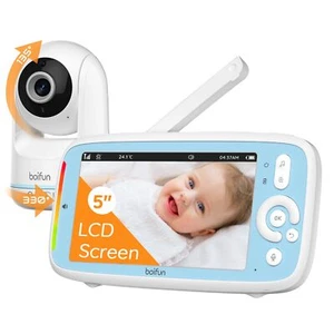 BOIFUN Babyphone mit Kamera 5 Zoll LCD PTZ 330°/135° 3×Zoom VOX Zwei-Wege-Audio - Bild 1 von 15