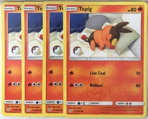 POKEMON 4X TEPIG 31/236 COSMIC ECLIPSE COMMON NEAR MINT-PLAYSET - Picture 1 of 1