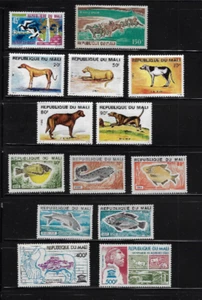 Malí: Buen lote conjuntos, solteros, fauna, peces, caballos, perros, vaca, otros MNH EBML01 - Imagen 1 de 2