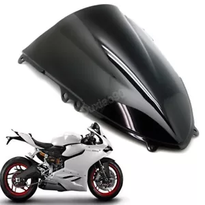 Blakc Double Bubble Windscreen Windshield For Ducati 899 1199 Panigale 2012-2015 - Foto 1 di 3