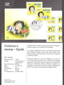 Children’s stamp Sipsik 2023 Estonia stamp PresentCard-eng Mi 1077