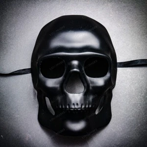 Máscara de calavera negra cara completa de Halloween para disfraces disfraz máscara fiesta - Imagen 1 de 4