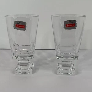 2 Fostoria American Line Square Footed Goblets Cubed Pattern - Picture 1 of 14