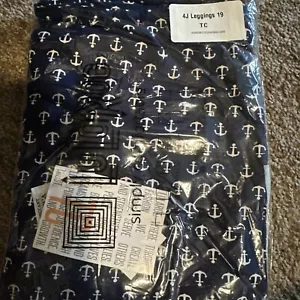 Lularoe Anchors TC Leggings Ocean Boat Lake Blue & White HTF NWOT! - Picture 1 of 3