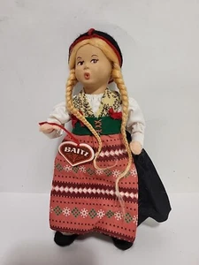 BAITZ VTG AUSTRIAN WHISTLER BLONDE BRAIDED GIRL SOFT DOLL ORIGINAL TAG - Picture 1 of 7