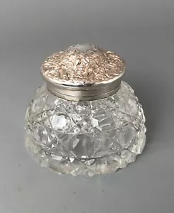 Pozo de tinta de plata y vidrio cortado victoriano perseguido Henry Matthews Birmingham 1899 FZX - Imagen 1 de 8