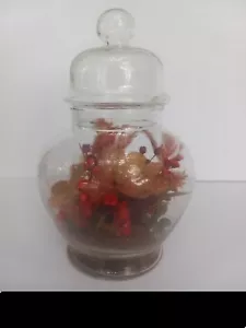 Apothecary Jar with Dried Flower Arrangement Inside Vintage 70's Herbal Natural - Picture 1 of 9