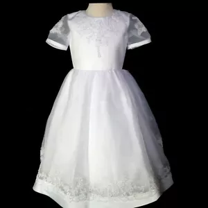Nuevo Niña 1a Sagrada Comunión Boda Flor Niña Formal Vestido Blanco 5,6,7,10,14 - Imagen 1 de 3