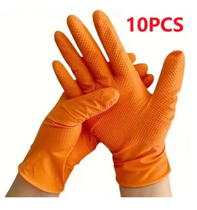 Heavy Duty Orange Nitrile Gloves 8Mil Industrial Disposable Gloves - Picture 1 of 6