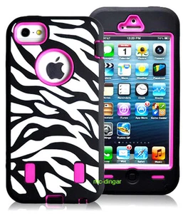 Black Zebra Heavy Duty Combo Rubber Soft Hard Case Cover For iPhone 5 5S SE 2016 - Picture 1 of 2