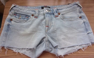 True Religion Joey Low Rise cut-off distressed shorts flap pockets W27 NEW w tag - Image 1 of 4