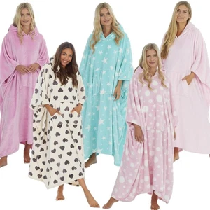 Ladies Long Robe Blanket Full Length Fleece Dressing Gown Nightwear - Picture 1 of 40