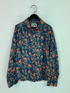 Blueberry Navy Floral Shirt Collared Button Down Long Sleeve Blouse UK 14 - Picture 1 of 15