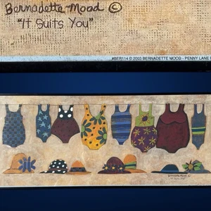 Bernadette Mood Framed Folk Art Swimwear Bathing Suits Litho Print IT SUITS YOU - Picture 1 of 12