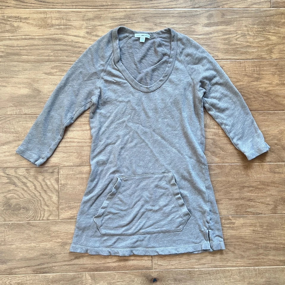 Standard James Perse Tunic Top Size 1/S Tan Kangaroo Pocket Sweatshirt - Image 1 of 4