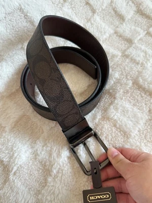 NWT! RARE! Coach F64839 Men Wide Harness Cut-To-Size Reversible Belt In Brown - Image 1 of 4