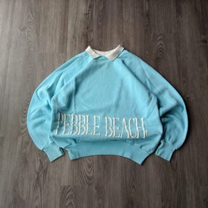 Rare Vintage 80s Men’s Pebble Beach Golf Powder Blue Raglan Crewneck Sweatshirt - Picture 1 of 7
