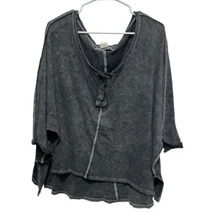WE THE FREE Free People First Base Henley T Shirt Top Acid Washed Grey Medium - Bild 1 von 8