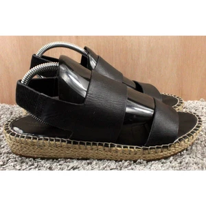 Sandalias alpargata Cole Haan para mujer de cuero negro sin cordones informales zapatos de verano - Imagen 1 de 13