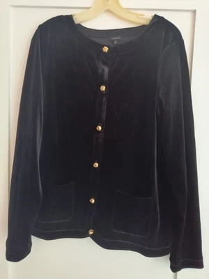 NWOT Talbots Velour Black Cardigan Gold Knot Buttons Size XL - Image 1 of 4