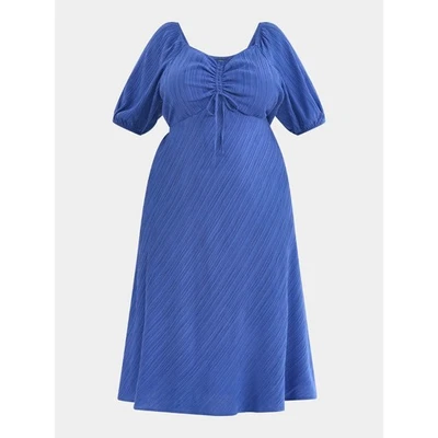 Vestido midi TERRA & SKY frente acanalado para mujer talla grande 3X azul garza calce relajado nuevo con etiquetas Foto 1 de 4