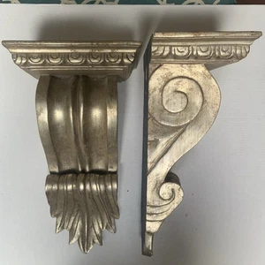 Coppia di mensole da parete vintage decorative in acanto oro 18" "antiche" - Foto 1 di 14