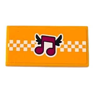 Lego Tile 2x4 Magenta Music Notes Black Wings White Checker Item No: 87079pb1023 - Picture 1 of 3