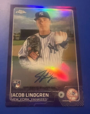 2015 Topps Chrome Jacob Lindgren Purple Refractor Rookie Autograph 034/250 3A - Image 1 of 2