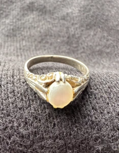Vintage Sterling Silver 925 White Moonstone Filigree Ring Size 7.5 - Picture 1 of 9