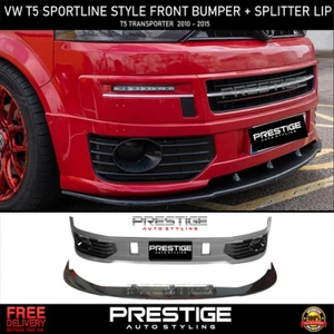 VW T5.1 T5 FRONT SPOILER SPORTLINE TRANSPORTER BUMPER +LOWER LIP 2010-2015 - Picture 1 of 10