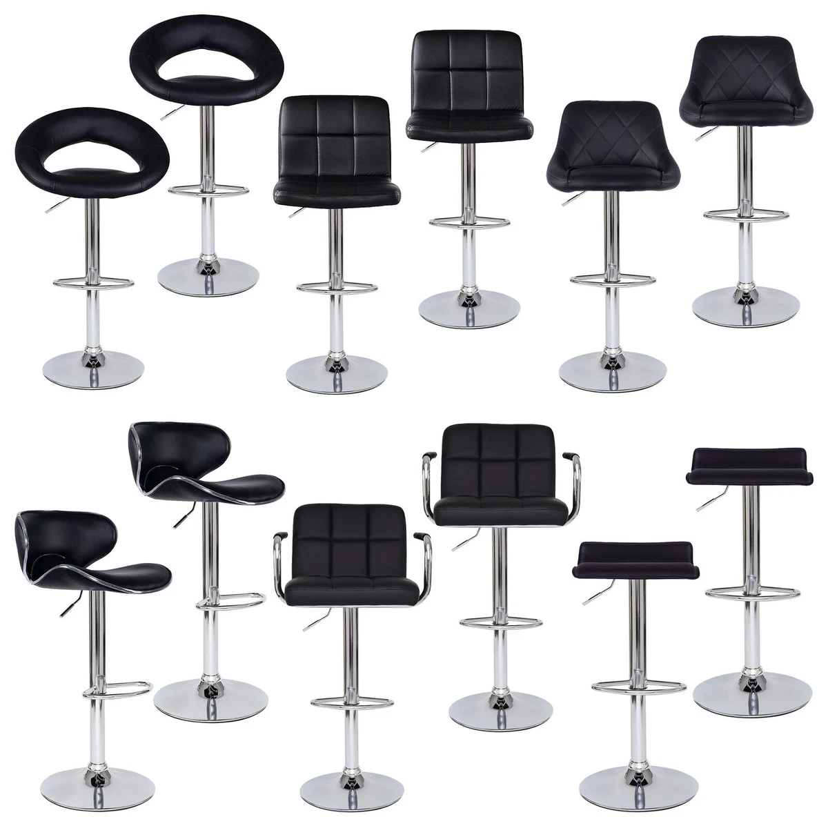 2er Set Barhocker Höhenverstellbar & Drehbar – Mit PU-Leder Sitz, Metallrahmen, Für Kücheninsel, Bar, Café (Sitzhöhe 55-75 Cm)