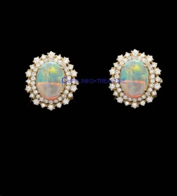 Gemelos naturales enchapados en oro de plata de ley 925 de ópalo etíope y piedras circonitas #99 Foto 1 de 3