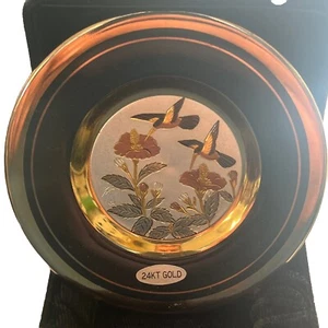 Piatto Colibrì Chokin Art Oro 24kt Made in Japan - Foto 1 di 3
