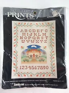 Bordado vintage 1986 Janlynn Needleart estampados Ann Benson ""Muestreador de alfabeto - Imagen 1 de 3