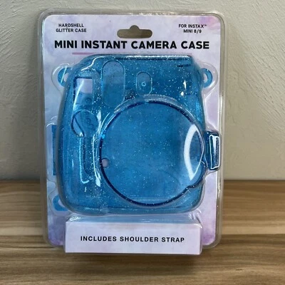Hardshell Glitter Case for Mini Instant Camera Case with Shoulder Strap - Blue - Image 1 of 4