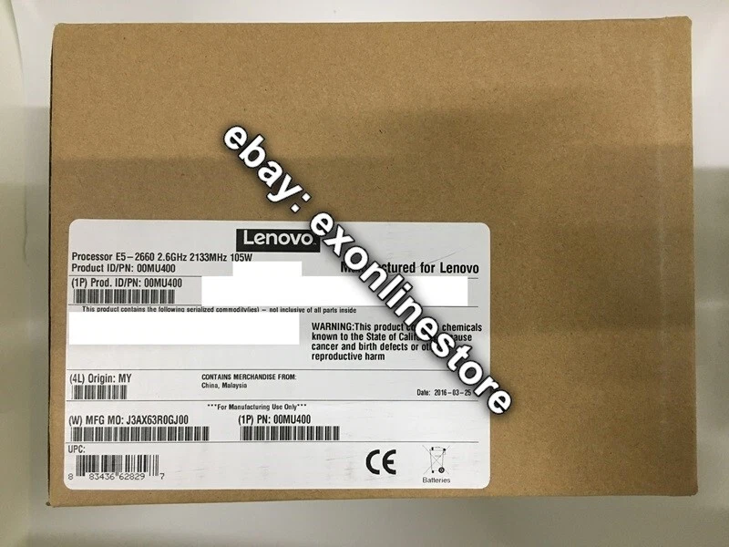 00MU400 - Intel Xeon Processor E5-2660 v3 10C 2.6GHz 25MB 2133MHz 105W x3550M5 - Image 1 of 1