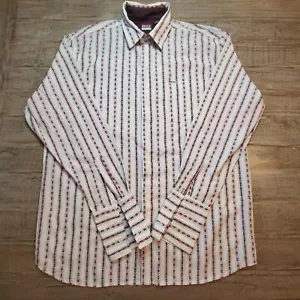 Enyce Striped Shirt Mens XL White Red Long Sleeve Button up - Picture 1 of 7