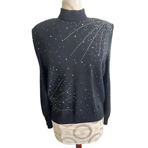 St John Evening verzierter Strickpullover mit Stehkragen Petite Small - Bild 1 von 10