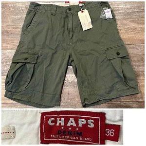 Chaps Herren grüne Cargoshorts vorne flach Größe 36 11" Inneneinsätze neu mit Etikett Taschen - Bild 1 von 11