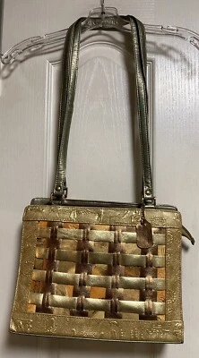 Bolsos de mano renacentistas Bolso de hombro tejido de piel/cuero de inspiración maya/azteca Foto 1 de 4