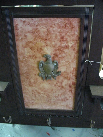 ANTIQUE   HALL   COAT    RACK   FAUX  MARBLE  WITH  BRASS   EAGLE   UNIQUE Cover