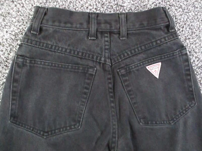 Pantalones de mezclilla Guess para mujer 24 negros cremallera al tobillo cintura alta lavado oscuro retro 21x25 Foto 1 de 4