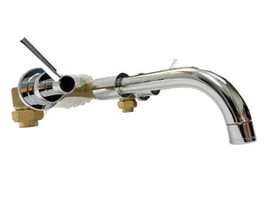 Wall Mount Sink Faucet Heavy Duty Solid Brass Bronze Polished Chrome New OpenBox - Picture 1 of 18